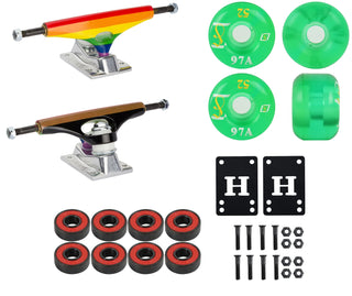 Krux Skateboard Trucks K5 Rainbow 8.0" with 52mm Wheels, Bearings, Hardware