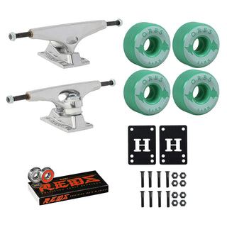 Krux Skateboard Trucks DLK Raw 8.25" Welcome Specter 54mm, Bones Reds Bearings