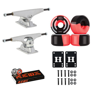 Krux Skateboard Trucks DLK Raw 8.25" Welcome Orbs 53mm 99A, Bones Reds Bearings