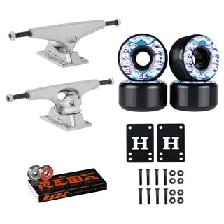 Krux Skateboard Trucks DLK Raw 8.0" Welcome Specter 56mm, Bones Reds Bearings