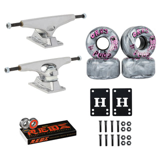 Krux Skateboard Trucks DLK Raw 8.5" Welcome 54mm 85A Orbs, Bones Reds Bearings