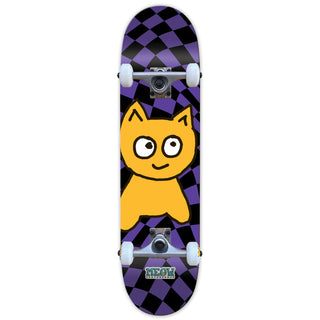 Meow Skateboard Complete Big Cat Checker Twist Purple 8.25" x 32.25"