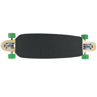 Moose Longboard Bamboo Bottom Drop Through with Green Bigfoot Wheels