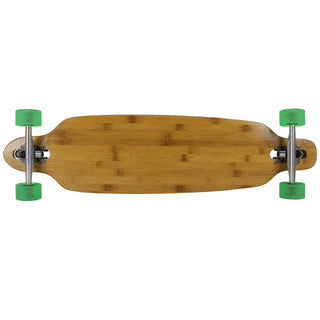 Moose Longboard Bamboo Bottom Drop Through with Green Bigfoot Wheels