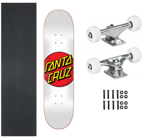 Santa Cruz Skateboard Classic Dot White 8.0" x 31.62" with Powell Mini Logo Package