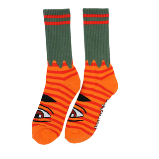 Toy Machine Socks Sect Eye Stripe Army/Orange Crew Pair