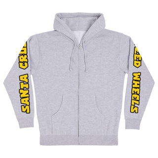 Santa Cruz Skateboards Hoody Speed Wheels Skull Zip Heather Grey