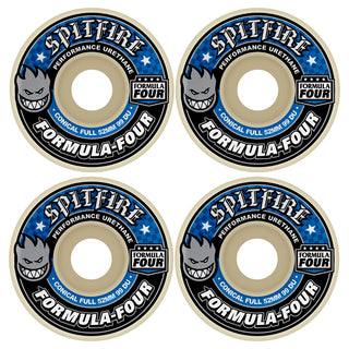 Spitfire Skateboard Wheels 53mm 99A F4 Conical Full with Bronson Pro G3 Bearings