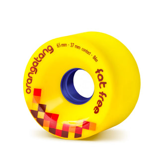 Orangatang Longboard Wheels Fat Free Yellow 65mm 86A with Loaded Jehu V2 Bearings