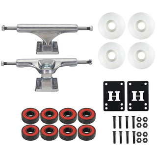Slappy Skateboard Trucks Inverted Hollow Silver 8.75" Package with Wheels/Bearings/Hardware