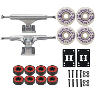 Slappy Skateboard Trucks Inverted Hollow Silver 9.0" Package Spitfire Wheels/Bearings/Hardware