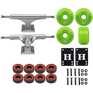 Slappy Skateboard Trucks Inverted Hollow Silver 9.0" Package Triclops Wheels/Bearings/Hardware