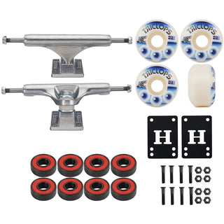 Slappy Skateboard Trucks Inverted Hollow Silver 8.5" Package Triclops Wheels/Bearings/Hardware