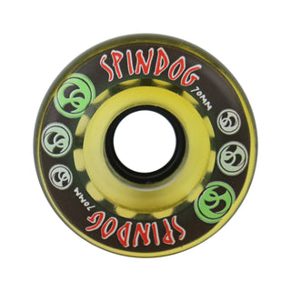 Longboard Wheels 70mm 82A Clear Rearset  "Spindog" Graphic