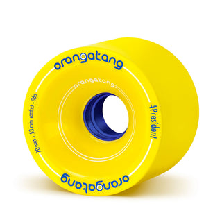 Orangatang Longboard Wheels 4President Yellow 70mm 86A with Loaded Jehu V2 Bearings