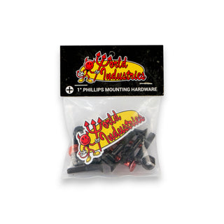 World Industries Skateboard Hardware 1" Phillips Black/Red