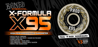 Bones Skateboard Wheels 53mm Paul Rodriguez X-Formula Sidecut V5 95A White
