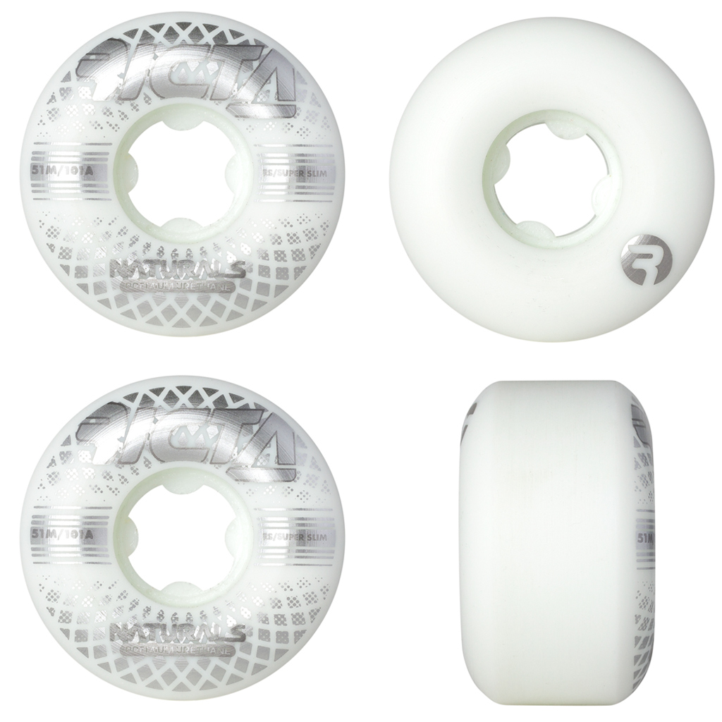 Ricta Skateboard Wheels 51mm Reflective Naturals Super Slim 101A White