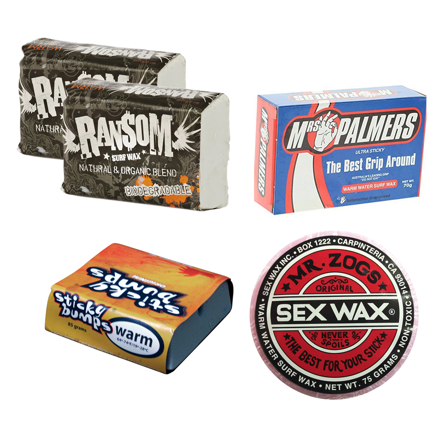 Mrs Palmers Cool Water Surf Wax 5 Pack.