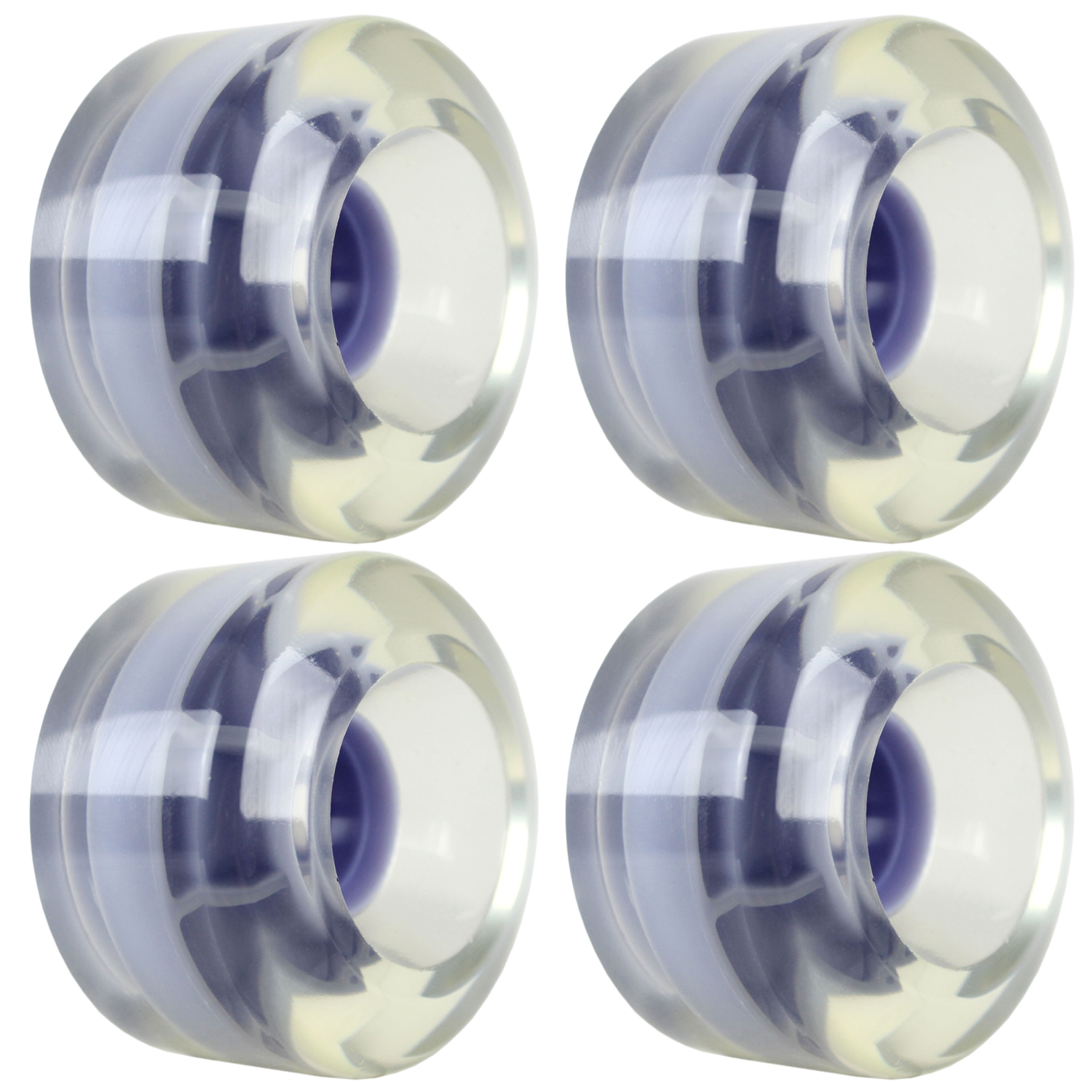 Longboard Wheels 65mm Smooth Clear W/ Purple Hub USA Made 78A | eBay