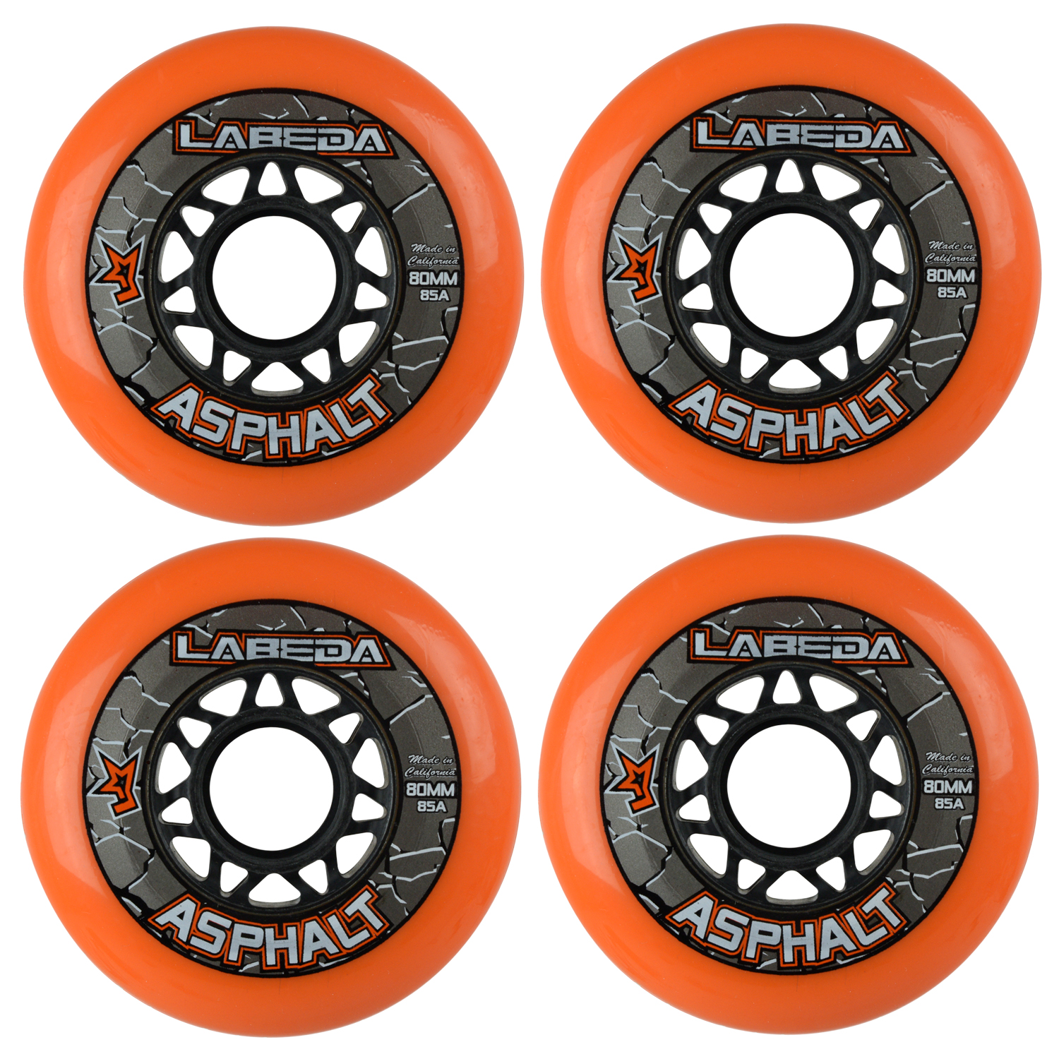 Labeda Asphalt Outdoor Inline Roller Hockey Wheels 80mm Orange 85A