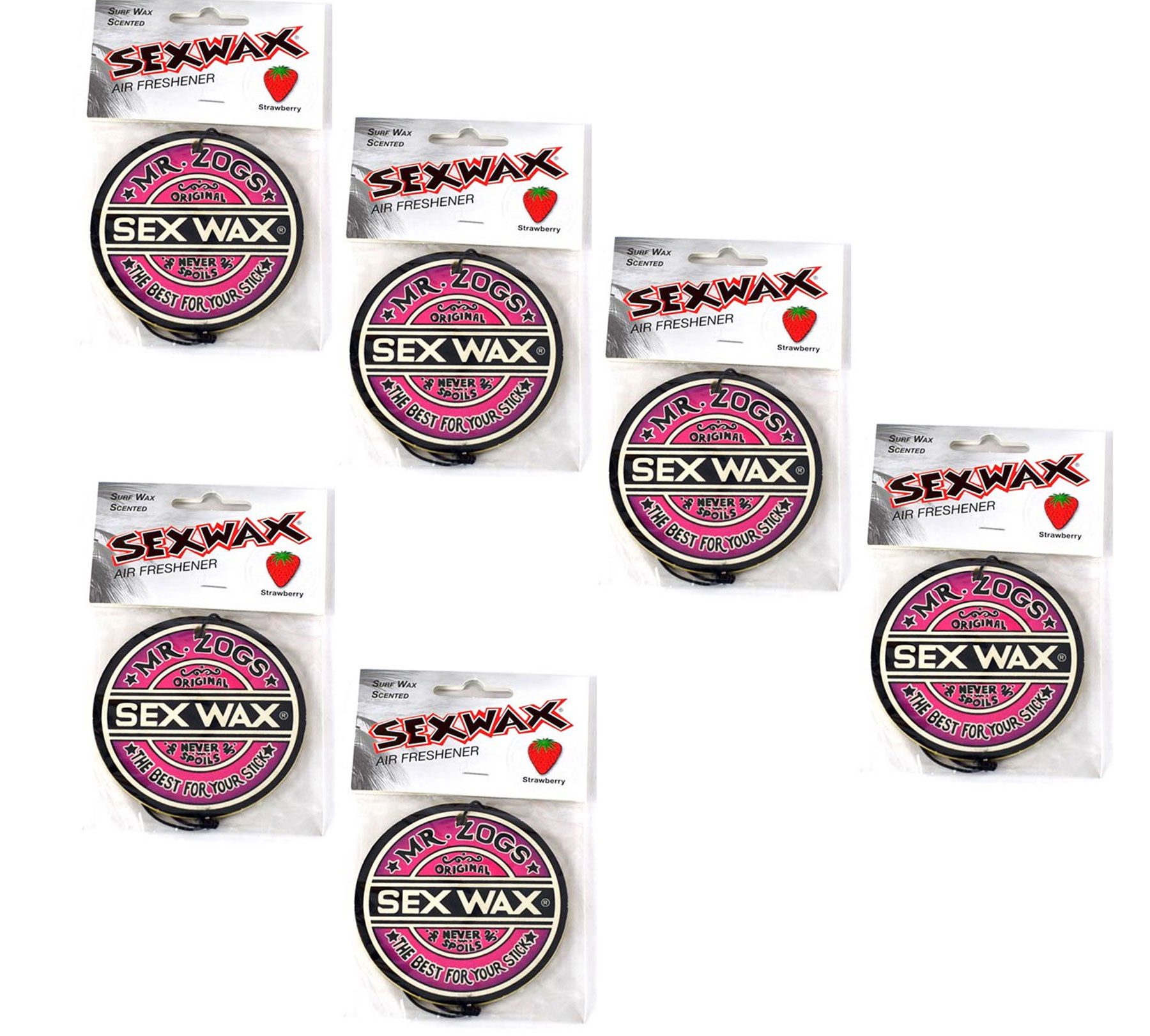Mr Zoggs Sex Wax Air Freshener 3 Logo Purple 6 Pack Strawberry 3262
