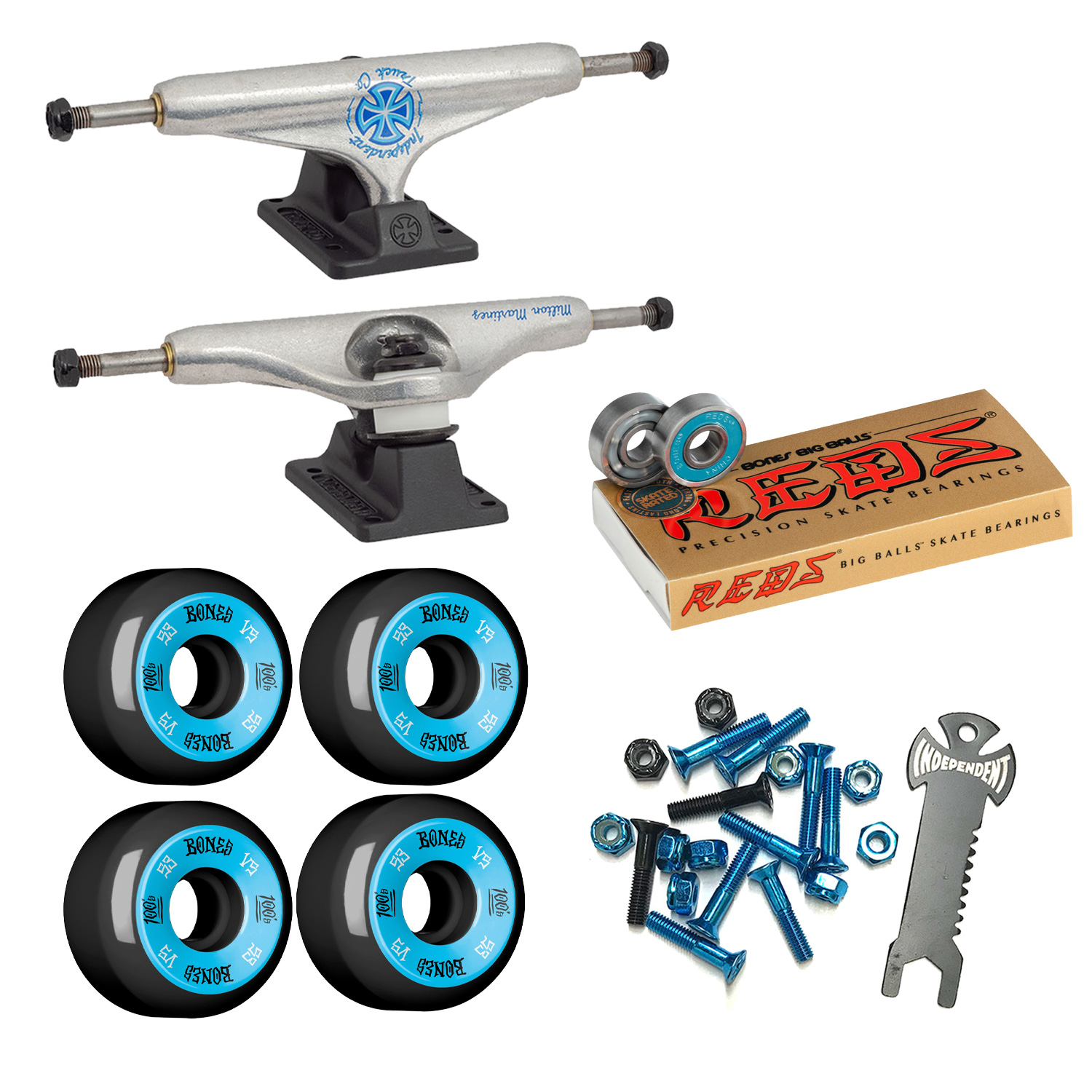 Powell-Peralta Old School Skateboard Pack Independent 169 Trucks G-Bones Blue Wheels W//Bearings